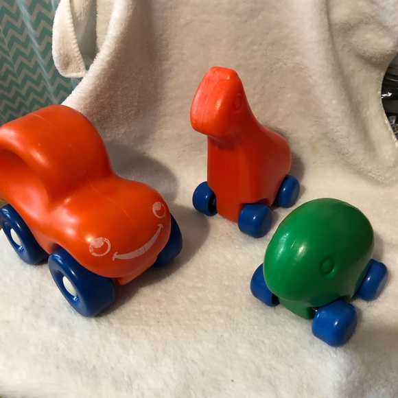 Vintage Little Tikes wheeled toys frog giraffe car push toys bundle